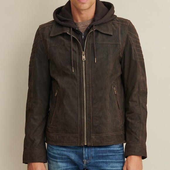 wilson leather hooded genuine leather jacket